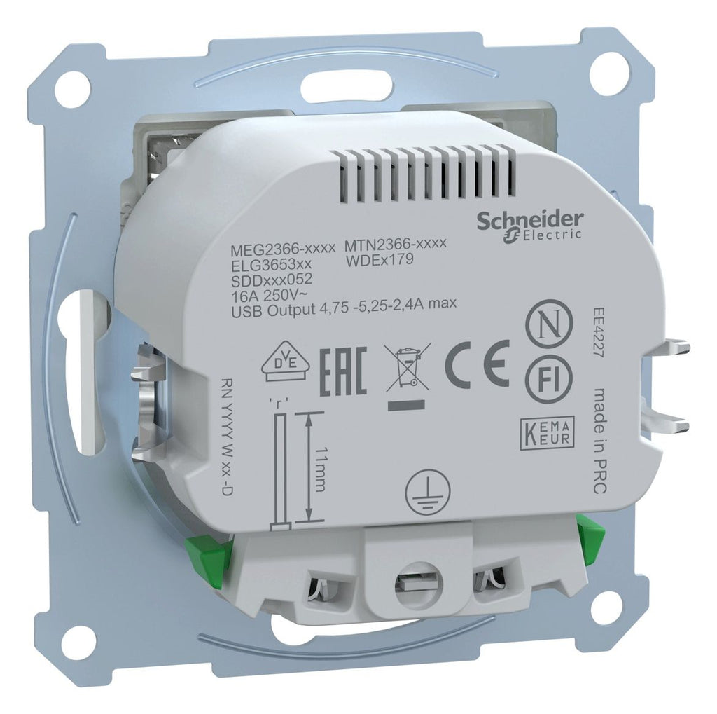 Mert MEG 2366-0325 Schuko-Steckdose m.USB Ladegerät aktivweiß glänzend