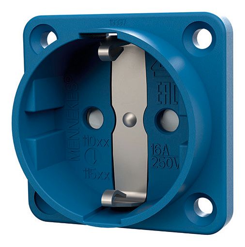 Mennekes 11581 Anbaudose SCHUKO blau 16A 2p+PE 230V IP20 o.Klappd. Einf.unten