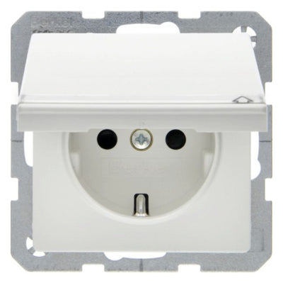 Berker 47526089 Steckdose SCHUKO+Klappd. B-feld+erh.BS Q.1/Q.3 polarweiß samt
