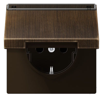 Jung ME1520NAKLAT SCHUKO Steckdose Klappdeckel Schriftf. LS Messing antik