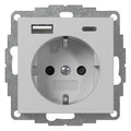 GIRA 2459015 SCHUKO-Steckdose Shutter USB 2f Typ A/C System 55 Grau matt (la.)