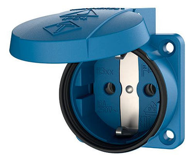 Mennekes 11331 Anbaudose SCHUKO blau 16A 2p+PE 230V IP54 m.Klappd. Einf.unten