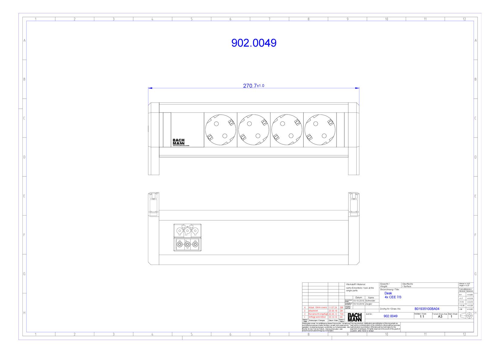 Bachmann 902.0049 DESK 4xSchuko GST18