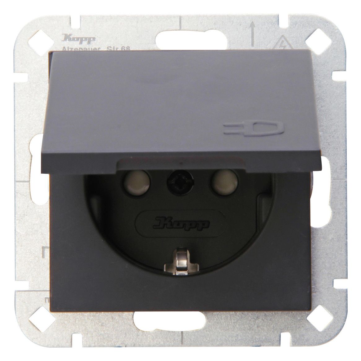 Kopp 940115001 HK07 Schuko Steckdose Klappd.erh.Ber.schutz anthrazit