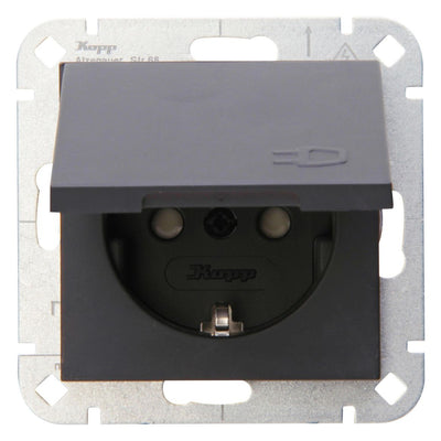 Kopp 940115001 HK07 Schuko Steckdose Klappd.erh.Ber.schutz anthrazit