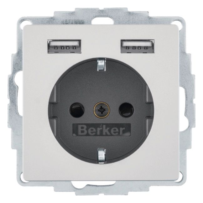 Berker 48036084 Steckdose SCHUKO/USB Q.x alu samt