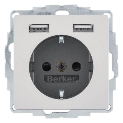 Berker 48036084 Steckdose SCHUKO/USB Q.x alu samt
