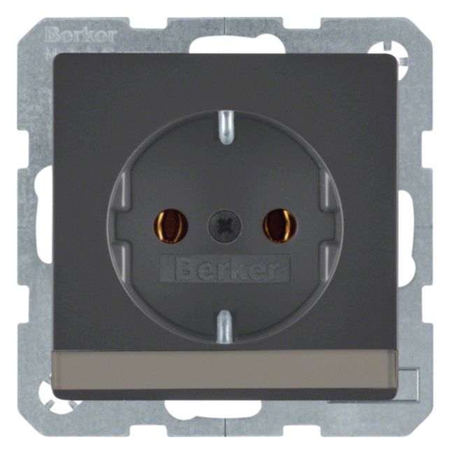 Berker 47506086 Steckdose SCHUKO m.B-feld Q.1/Q.3 anthrazit samt
