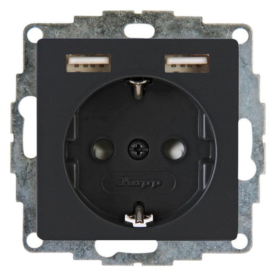 Kopp 296215089 ATHENIS UP Schuko Steckdose m.2 USB Ladebuchsen anthrazit