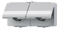 Jung 622NAWW AP/WG SCHUKO Steckdose 2f verdr.Schriftfeld waagerecht WG600
