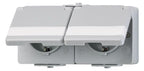 Jung 622NAWW AP/WG SCHUKO Steckdose 2f verdr.Schriftfeld waagerecht WG600