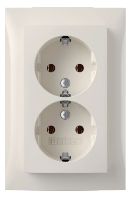 Berker 47748989 Doppelsteckdose SCHUKO m Abdeckplatte Berker S.1 pws glänzend