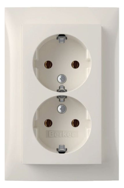 Berker 47748989 Doppelsteckdose SCHUKO m Abdeckplatte Berker S.1 pws glänzend