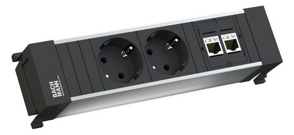Bachmann 317.101 POWER FRAME 2xSchuko 2xCat5e kurz