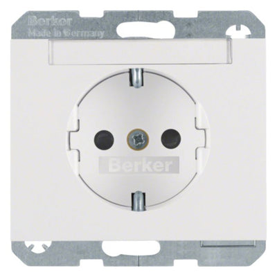 Berker 47387009 Steckdose SCHUKO m.B-feld+erh.BS K.1 polarweiß glänzend