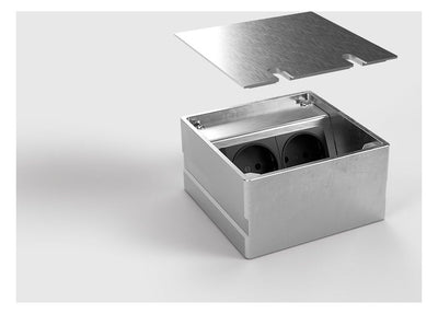 Bodensteckdose 8802E 2x Schuko Edelstahl gebürstet 8802E-1-1