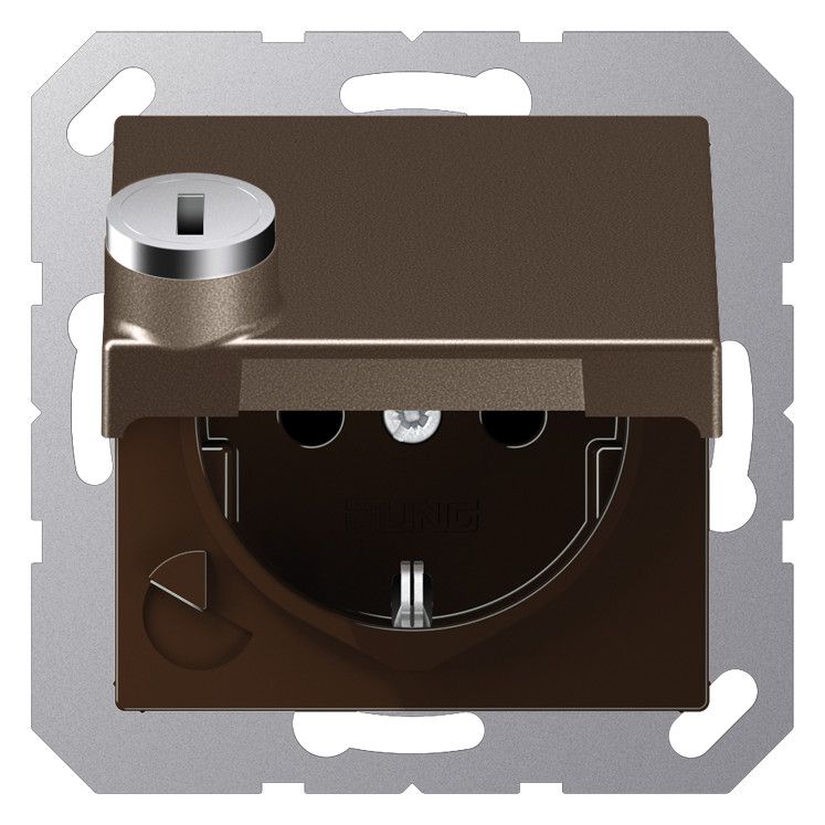 Jung A1520BFKLSLMO SCHUKO Steckdose Klappdeckel Schloss Serie A mokka