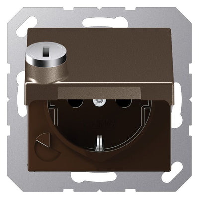 Jung A1520BFKLSLMO SCHUKO Steckdose Klappdeckel Schloss Serie A mokka