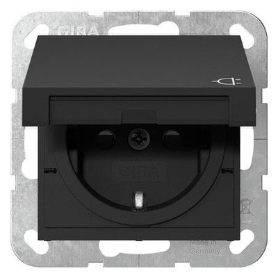 GIRA 4414005 SCHUKO-Steckdose KD+Shutter System 55 Schwarz matt (lackiert)
