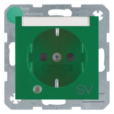 Berker 41101913 Steckdose SCHUKO+LED Kontr. B-feld+erh.BS S.1/B.3/B.7 grün mt