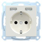 Mert MEG 2366-0319 Schuko-Steckdose m.USB Ladegerät polarweiß glänzend