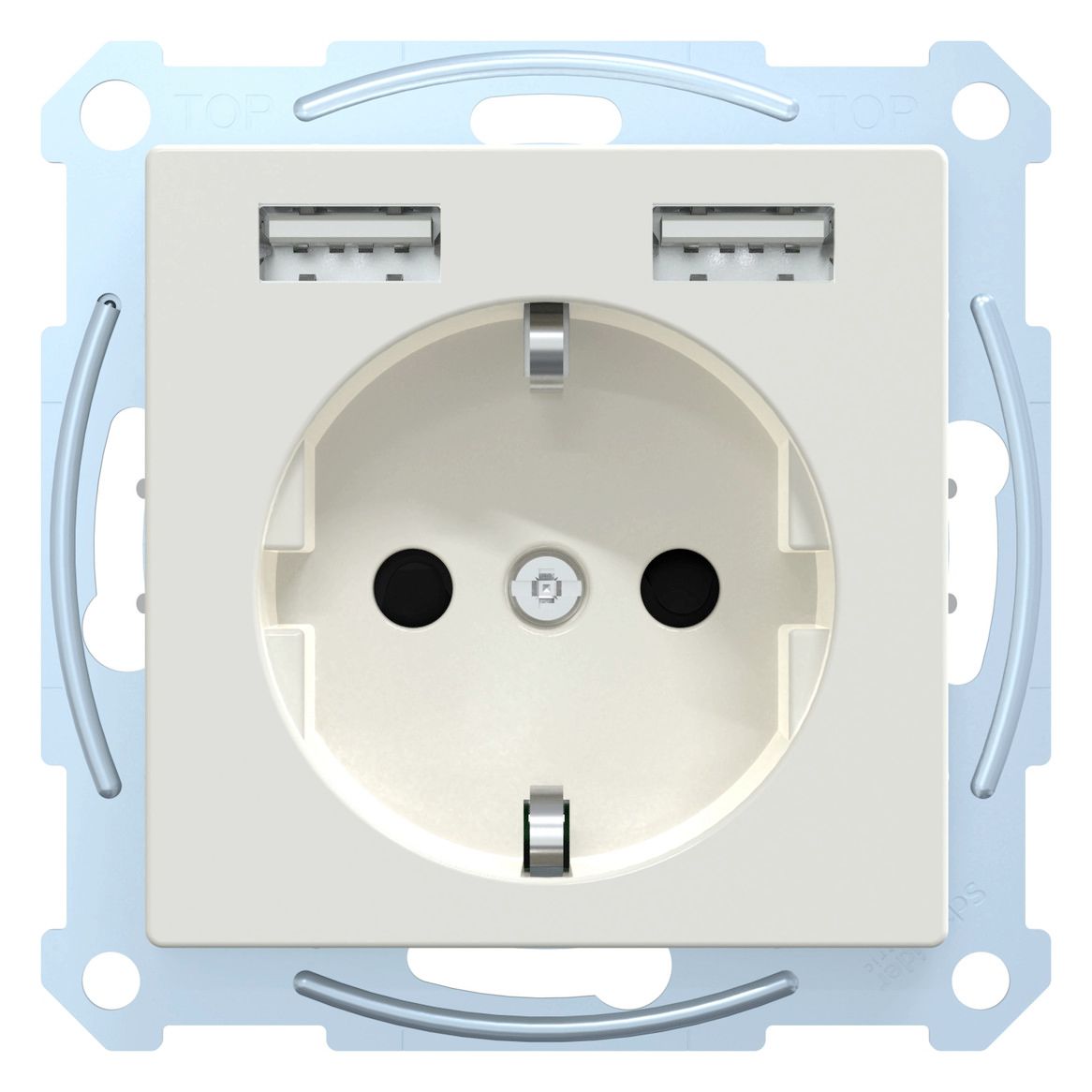 Mert MEG 2366-0319 Schuko-Steckdose m.USB Ladegerät polarweiß glänzend