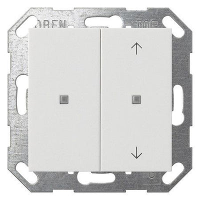 GIRA 517503 Taster Wippe 2fach unbedr./ Pfeile OneKNX System 55 Reinweiß gl.