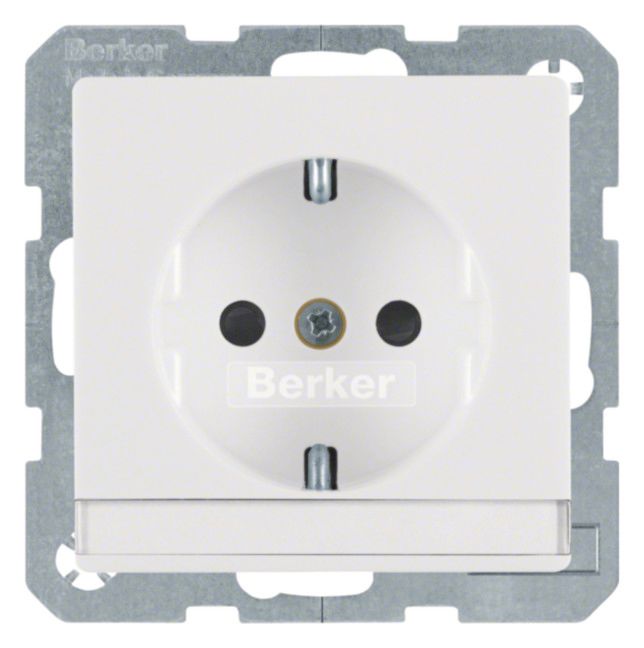 Berker 41496089 Steckdose SCHUKO m.B-feld+erh.BS Q.1/Q.3 polarweiß samt