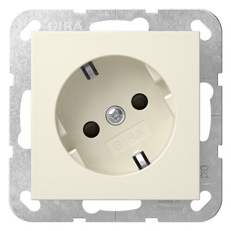 GIRA 441801 SCHUKO-Steckdose 30°+Shutter System 55 Cremeweiß glänzend