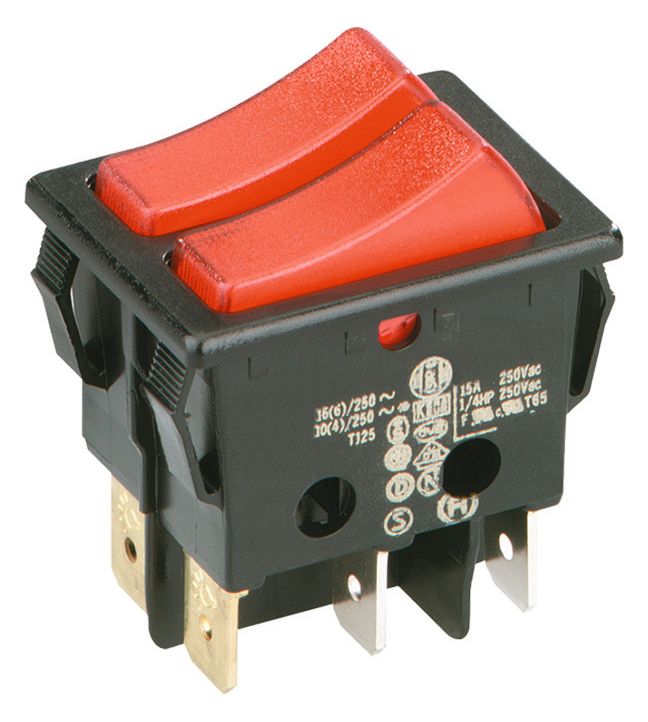 Bachmann 924.120 Wippenschalter s/rot Serie 3652 2x1pol Ausschalter bel.