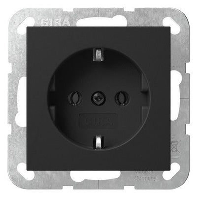 GIRA 4466005 SCHUKO-Steckdose o.Krallen System 55 Schwarz matt (lackiert)