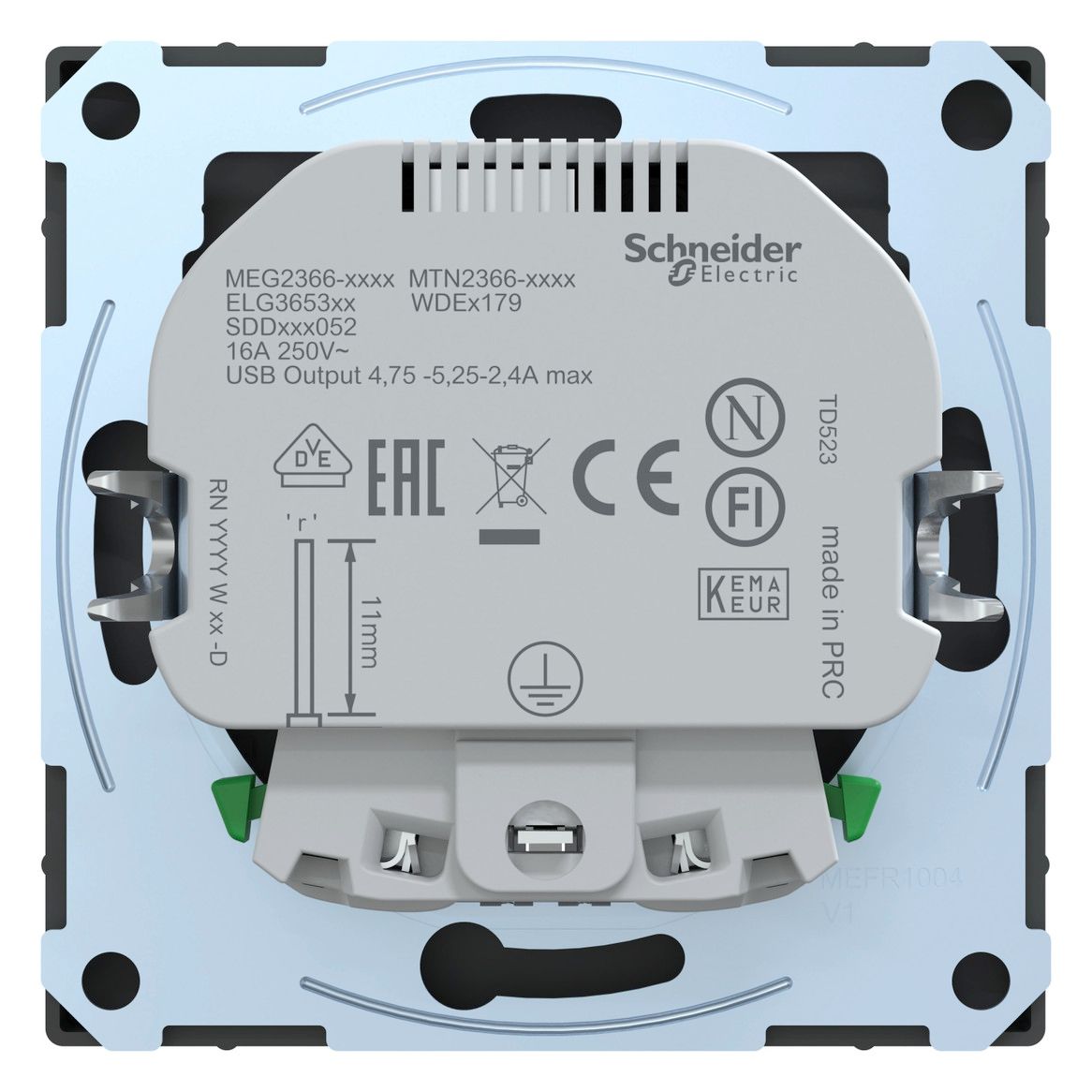 Mert MEG 2366-6034 Schuko-Steckdose m.USB Ladegerät Anthrazit