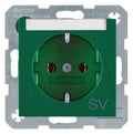 Berker 47508913 Steckdose SCHUKO m.B-feld+Aufdruck S.1 grün glänzend