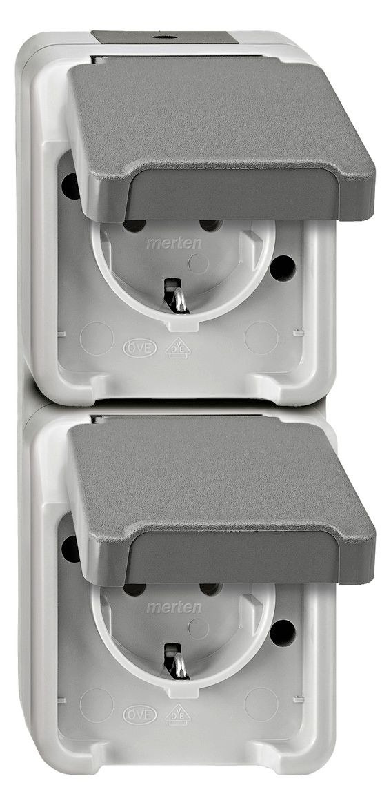 Mert MEG 2328-8029 SCHUKO-Doppel-Steck- Dose lgr senk. m.BRS AQUASTAR