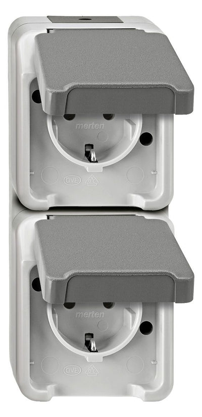 Mert MEG 2328-8029 SCHUKO-Doppel-Steck- Dose lgr senk. m.BRS AQUASTAR