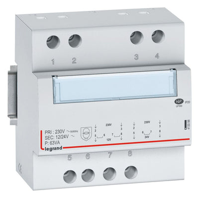 Legrand 413098 Sicherheitstransformator prim. 230V 50Hz sek.12VAC/24VAC 63VA 5TE