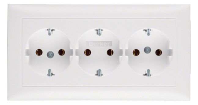 Berker 47661909 Steckdose SCHUKO 3fach m.Abdeckplatte S.1 polarweiß matt