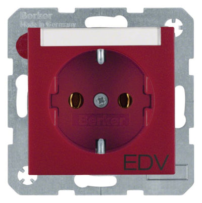 Berker 47501915 Steckdose SCHUKO m.B-feld+Aufdruck S.1/B.3/B.7 rot matt