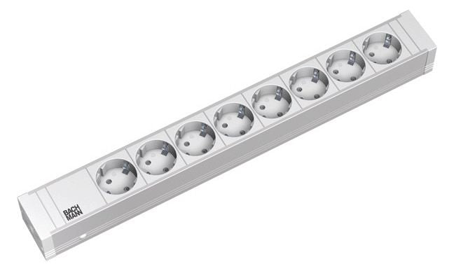 Bachmann 333.001 19" 1,5HE 8xSchuko weiß Strom 2m Schuko