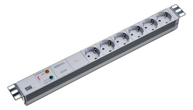 Bachmann 333.402 19" 1HE 6xSchuko 1xGVS Strom 2m Schuko