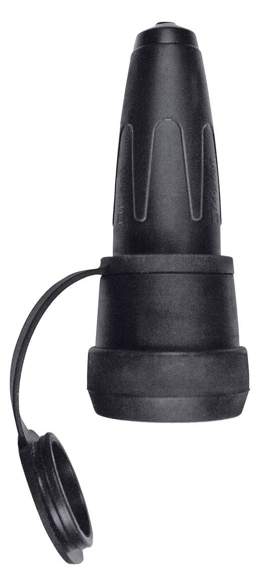Mert 173051 Schwere Vollgummi-SCHUKO- Kupplung schwarz m.Schnappkragen+Klappd.