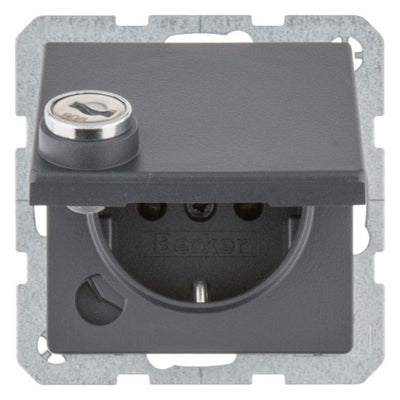 Berker 41636086 SCHUKO Steckdose m.Schraub-Liftklemmen Klappd.Schloss