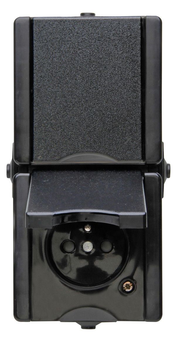 Kopp 954805005 proAQA – MittenSchuko Steckdose 2f Klappd.schwarz