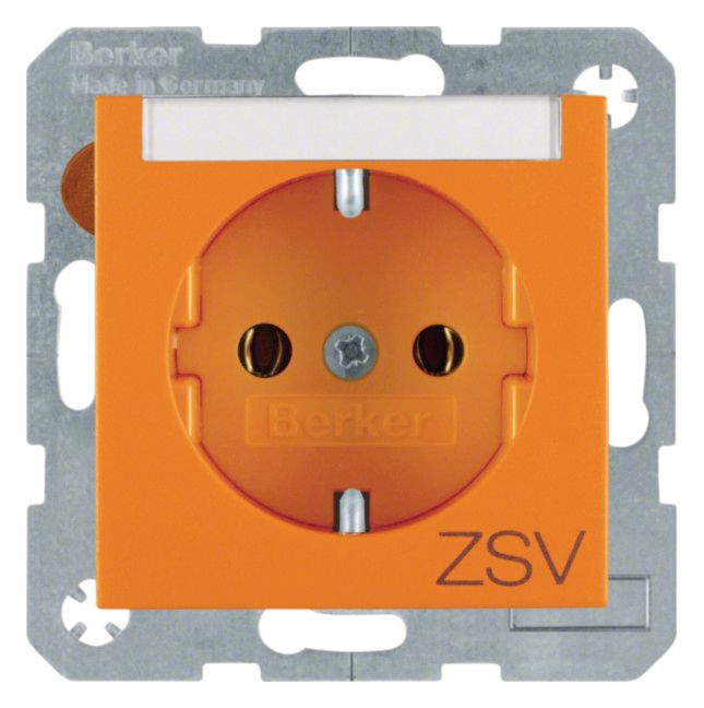 Berker 47501914 Steckdose SCHUKO m.B-feld+Aufdruck S.1/B.3/B.7 orange mt