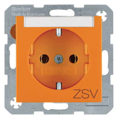 Berker 47501914 Steckdose SCHUKO m.B-feld+Aufdruck S.1/B.3/B.7 orange mt