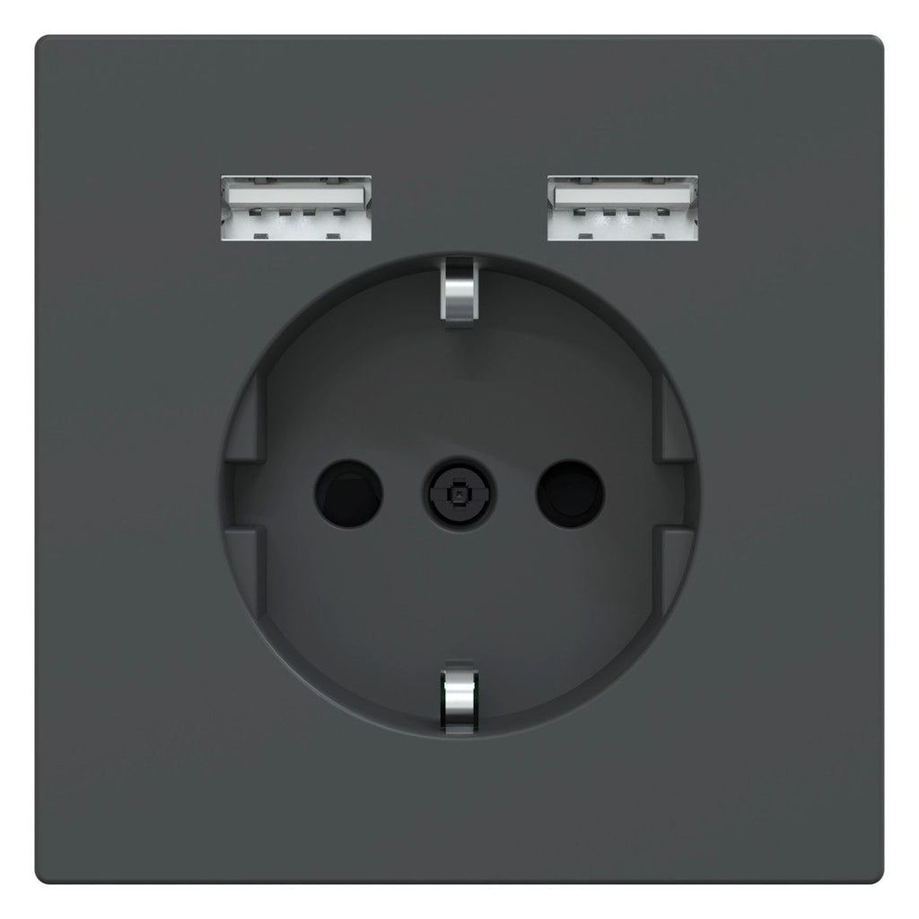 Mert MEG 2366-6034 Schuko-Steckdose m.USB Ladegerät Anthrazit