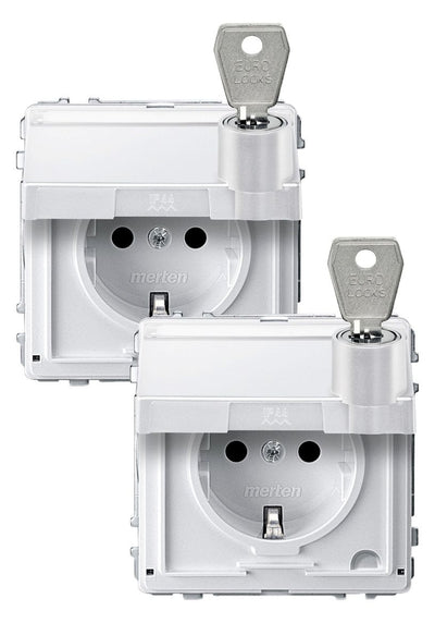 Mert MEG 2318-7219 SCHUKO-Steckdose BRS Klappd.+Schriftf. abs.2gl. pw AQUA