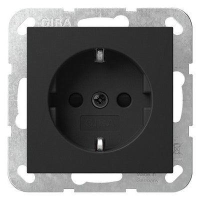 GIRA 4453005 SCHUKO-Steckdose m.Shutter System 55 Schwarz matt (lackiert)