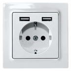 Eltako DSS55E+2xUSBA-wg SCHUKO-Steckdose E-Design55 reinweiß glänzend 30055896