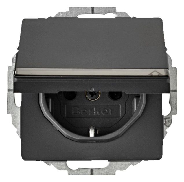 Berker 47466086 Steckdose SCHUKO+Klappd. u.B-feld Q.1/Q.3 anthrazit samt
